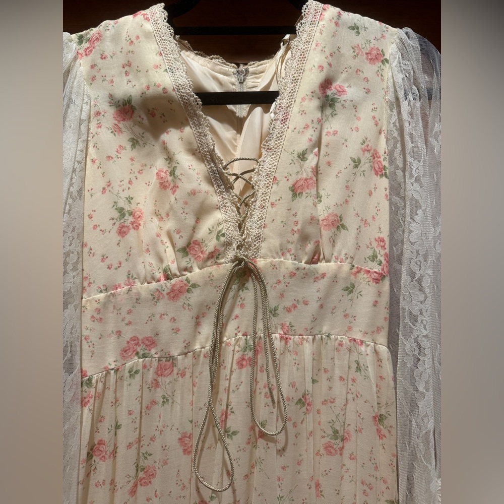 Gunne Sax Floral Lace Maxi Dress - Picture 2 of 6